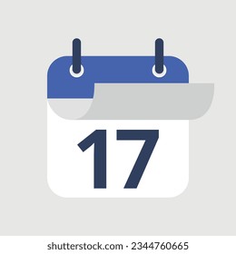 Flat icon calendar with flipping page isolated on light gray background. Vector illustration.