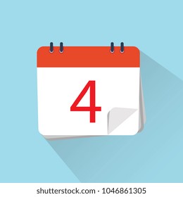 Flat icon of calendar isolated on a background. The 1st of the mounth. Vector illustration.