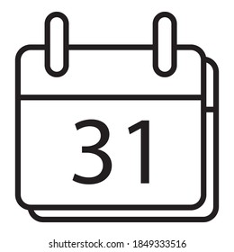 Flat icon calendar isolated on white background. Vector illustration. 