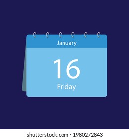 Calendario de icono plano aislado en fondo azul oscuro. Ilustración vectorial.
