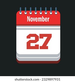 Flat icon calendar isolated on black background. Vector illustration.