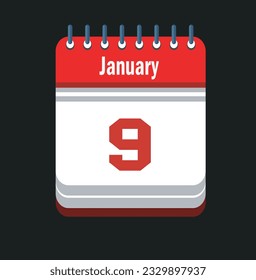 Calendario de icono plano aislado en el fondo negro. Ilustración vectorial.