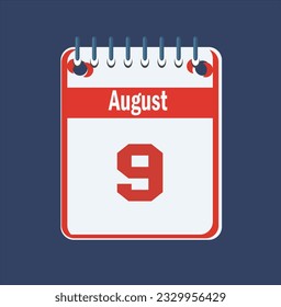 Flat icon calendar isolated on blue background. Vector illustration.