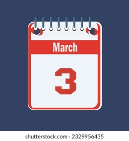 Flat icon calendar isolated on blue background. Vector illustration.