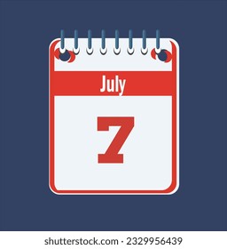 Flat icon calendar isolated on blue background. Vector illustration.