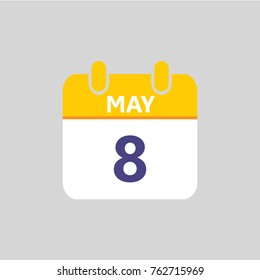 Flat icon calendar isolated on gray background. Vector illustration.