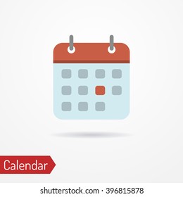 Flat icon of a calendar. Isolated flat calendar icon with shadow. Typical calendar in flat style. Flat calendar stock vector illustration.