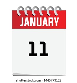 Flat icon calendar January 11 isolated on White background. Vector illustration. - Vector can change color