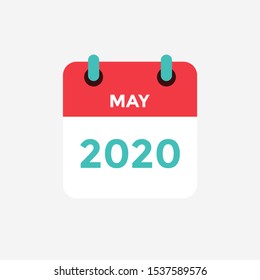 Flat icon calendar May 2020. Vector illustration.