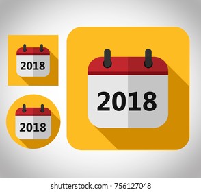 flat icon calendar new year 2018