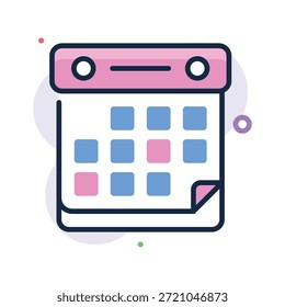 Ícone plano do calendário que representa o planejamento e o gerenciamento de tempo.
