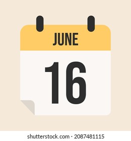 Mes del calendario del 16 de junio, página del calendario amarillo con blanco para las reuniones y similares