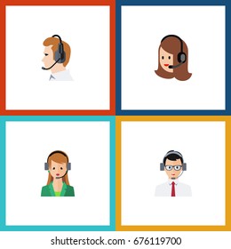 Flat Icon Call Set Of Secretary, Help, Service And Other Vector Objects. Also Includes Telemarketing, Human, Call Elements.