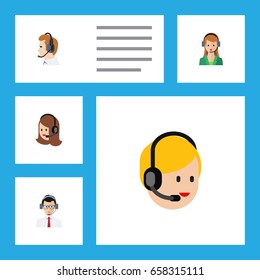 Flat Icon Call Set Of Service, Call Center, Help And Other Vector Objects. Also Includes Center, Operator, Hotline Elements.