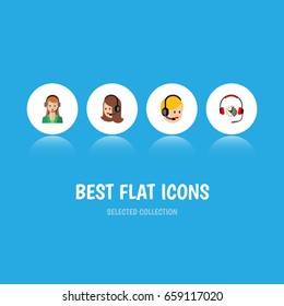 Flat Icon Call Set Of Service, Secretary, Call Center And Other Vector Objects. Also Includes Call, Headphone, Service Elements.