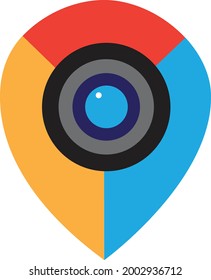 Flat icon camera lens. Suitable for icon app, logo, map, directory, etc. With transparent background. Vector saved as eps-10.