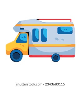 Flat icon of camper van 