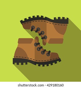 Flat icon camping equipment set illustration of mountain shoes