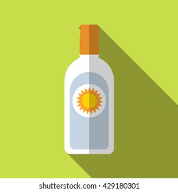 Flat icon camping equipment set illustration of sunblock lotion