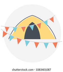 
Flat icon of a camping party 

