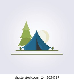 Flache Ikone des Campingzeltes, Campingplatz Vektor-Logo-Illustrationsdesign, für Sommer-Camp-Themenpaket-Design, Campingplatz-flache Ikone-Design