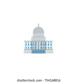 Flat Icon Capitol Element. Vector Illustration Of Flat Icon Government Isolated On Clean Background. Can Be Used As America, Government And Building Symbols.