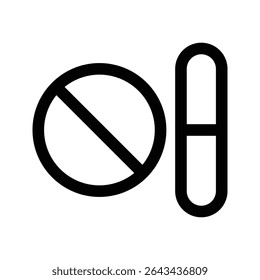 Flat icon of capsule and pill. This icon is ideal for use in healthcare apps, pharmacy websites, medical infographics, and drug-related educational materials.
