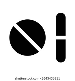 Flat icon of capsule and pill. This icon is ideal for use in healthcare apps, pharmacy websites, medical infographics, and drug-related educational materials.
