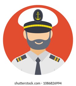 
Flat icon of the captain of a ship 
