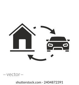 icono plano de intercambio de coches para una casa, ilustración vectorial