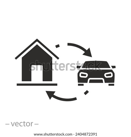 flat icon of car exchange for a house, vector illustration