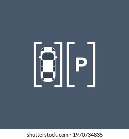 Flat icon car parking isolated on dark blue background. Vector illustration.