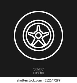 Flat icon of car tire. 
