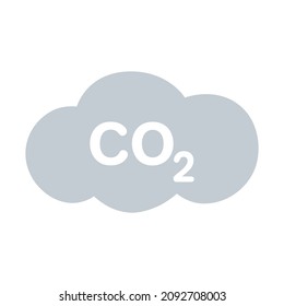 Flat icon carbon dioxide on cloud isolated on white background. Climate change concept. CO2 symbol.