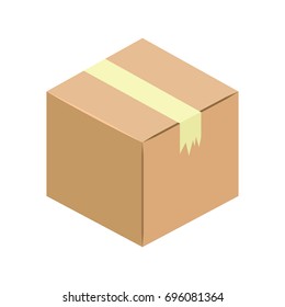 Flat icon cardboard box isolated on white background. Vector illustration.