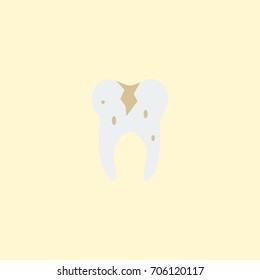 Flat Icon Caries Element. Vector Illustration Of Flat Icon Decay Isolated On Clean Background. Can Be Used As Decay, Caries And Tooth Symbols.