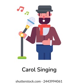 A flat icon of carol singing 