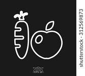 Flat icon of carrot and apple.