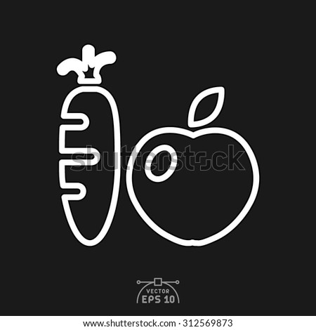 Flat icon of carrot and apple.