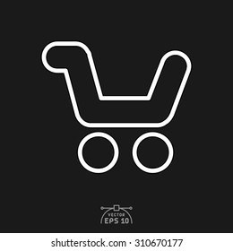 Flat icon of cart on black background.