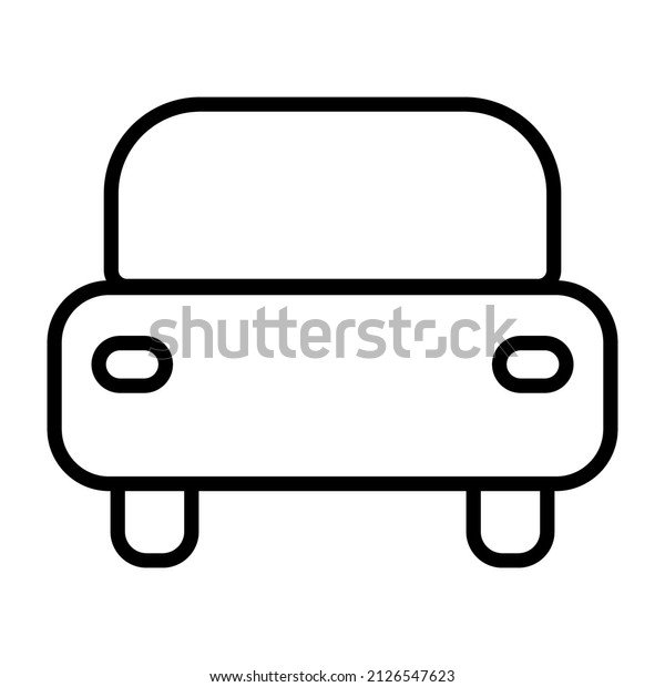 Flat icon with cartoon car silhouette for web\
design. Car front line icon. Design element. Vector illustration.\
stock image.