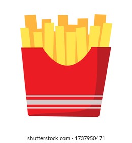 Flat icon cartoon french fries. Vector illustration about food.