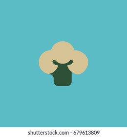Flat Icon Cauliflower Element. Vector Illustration Of Flat Icon Broccoli  Isolated On Clean Background. Can Be Used As Cauliflower, Cabbage And Broccoli Symbols.