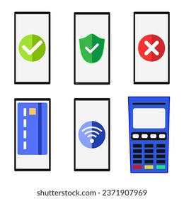 flat icon of cellphone when making a transaction and EDC machine