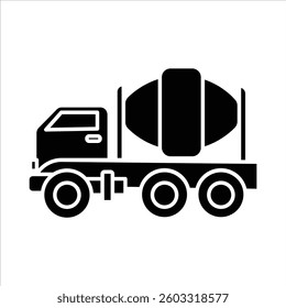 Flat Icon Cement Mixer Truck Construction Vehicle Modern, Stylish and Editable Vector Illustration For Transportation and Vehicle Design