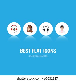 Flat Icon Center Set Of Headphone, Earphone, Help And Other Vector Objects. Also Includes Headphone, Center, Call Elements.