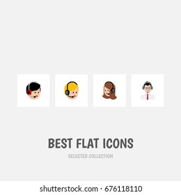 Flat Icon Center Set Of Service, Call Center, Help And Other Vector Objects. Also Includes Help, Operator, Center Elements.