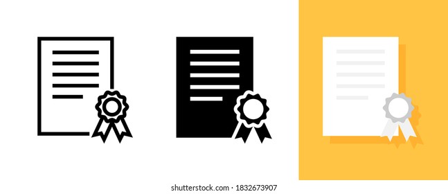 Icono plano de Certificado o Diploma, Vector e Ilustración.