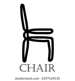 Flat icon of chair in black color
