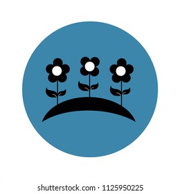 Flat icon. Chamomile flowers  a blue background, vector,illustration